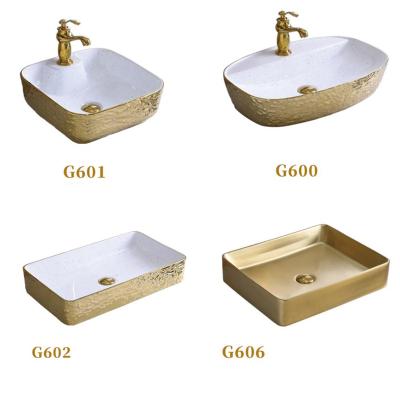 China New Product Ultra Thin Wholesale Bathroom Sanitary Ware Ceramic Wash Sink Top Electroplate Counter Basin for sale