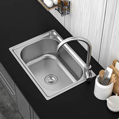 China Customizable Handmade Simple Rectangular 304 Stainless Bowl OEM Single Serve Kitchen Sink for sale