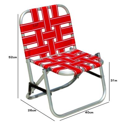 China Contemporary Easy Folding Reinforce Aluminum Alloy Heightening Peach Twill Polyester Moving Picnic Folding Ribbon Woven Webbed Chairs for sale