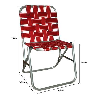 China Folding webbed beach chairs sliver woven outdoor lightweight aluminum alloy twill polyester outdoor lightweight high furniture for sale