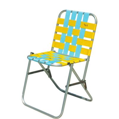 China Outdoor Durable Material No Installation Required Portable Polyester Tape Woven Beach Camping Fishing Folding Webbed Chairs for sale