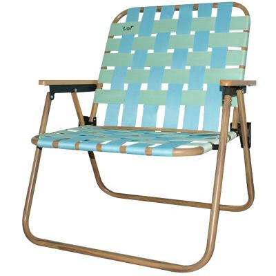 China Outdoor Durable Material No Installation Required Portable Polyester Tape Woven Beach Camping Fishing Folding Webbed Chairs for sale