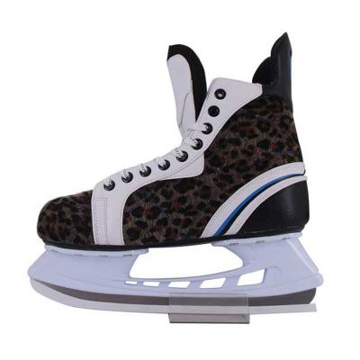 China On the ice fashion leopard print ice hockey skates professional customized models, cold-resistant high quality ice skating for sale