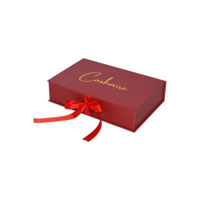 China Custom Materials Large Recycled Luxury Red Cardboard Paper Lady Clothing Sex Underwear Silk Pajamas Magnetic Gift Packaging Box With Bow for sale