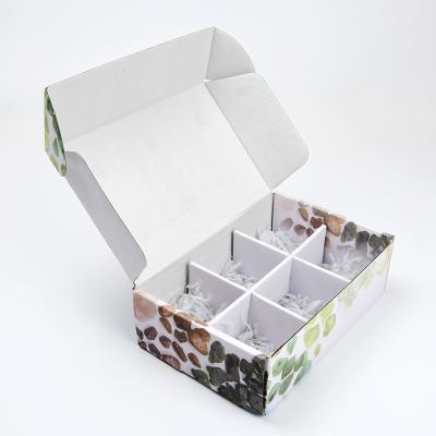 China Recyclable Corrugated Cardboard Bath Bomb Gift Box Mailer Mailer Custom Printing Packaging With 6 Dividers for sale