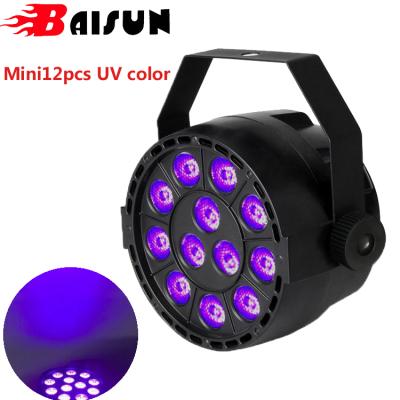 China Club Disco DJ Bar Stage Lighting BAISUN 1w*12pcs Mini UV Color Led Disco Lights Black Light Stage Decoration For Party Lights for sale