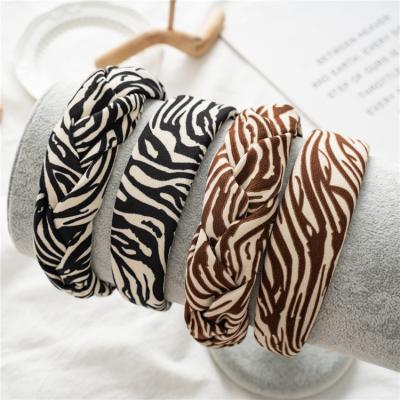 China Classic fashion women's zebra stripes fashion classic suede headband yoga multicolor yoga stretch turban wide headbands fall and winter for women 2021 for sale