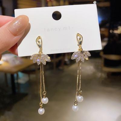 China S925 needle CLASSIC CLASSIC silver ballet girl dangle new fashionable women's pearl earrings jewelry drop earrings 2021 long earrings for sale