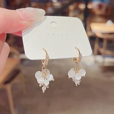 China Trendy Trendy S925 Silver Pin New Grape Tassel Dangle Drop Earrings For Women Design Micro Inlay Earrings Shape Jewelry Drop Shipping for sale