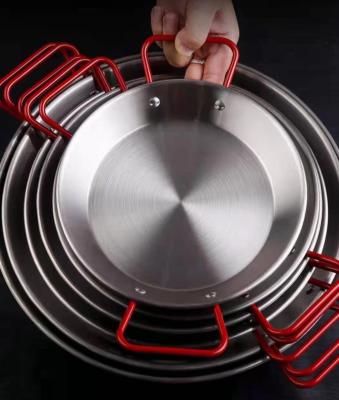 China 2021 New Product Viable Spanish Seafood Pasta Pans Stainless Steel Paella Pan Korea Grill Casserole for sale