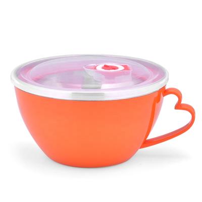 China Viable Colorful Plastic Instant Noodle Cup / Bowl Stainless Steel Tiffin Lunch Box With Lid for sale