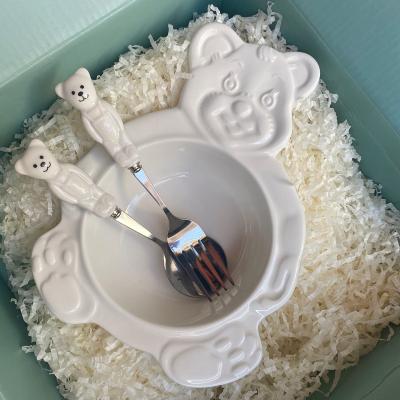 China Korean Cute Animal Viable Animal Fork Dessert Tableware Cartoon Spoon Cartoon Spoon Fork Butter Kinfe Set for sale