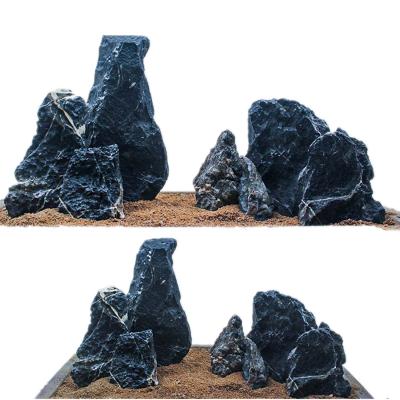 China Hot Selling Viable Aquarium Black Natural Dragon Stone Seiryu Black Stone Grade For Aquarium Decoration for sale