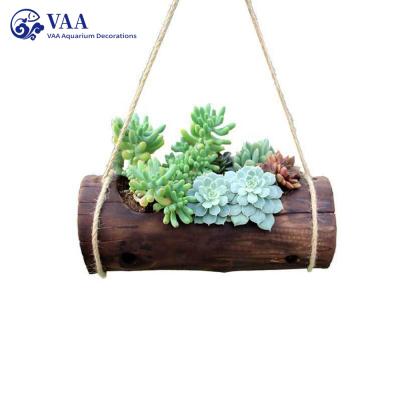 China Natural Modern Wholesale Log Trunk Flowerpot Concrete Driftwood Planter Accessories/Succulent Pot Driftwood Planter Accessories for sale