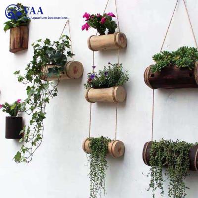 China Natural Portable Outdoor Wooden Standing Planter Flowerpot DIY Modern Hanging Succulent Driftwood for sale