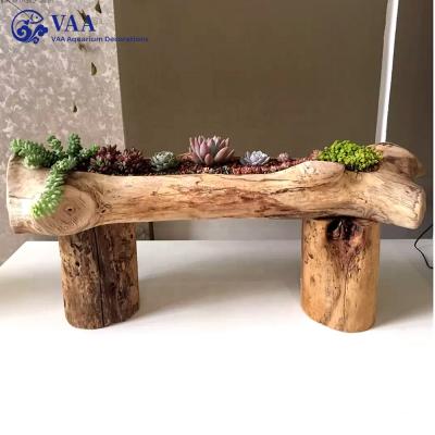 China DIY Modern Natural Garden Wooden House and Flowerpot Handle Support Fake Driftwood Planter Flowerpot Cheap Wood for sale