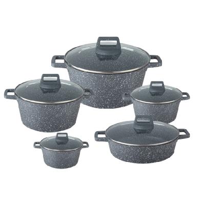 China Sustainable Die Casting Aluminum Non Stick Dessini 10Pcs Kitchen Cookware Set for sale