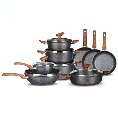 China Amazon 2020 Viable Hot Sale 12Pcs Forged Non Stone Aluminum Stick Granite Kitchen Cookware Coating Set for sale