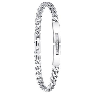 China Best Selling 2022 Fashion Jewelry Chain Stainless Steel Cuban Link Environmental Friendly ID Engrave Bracelet for sale