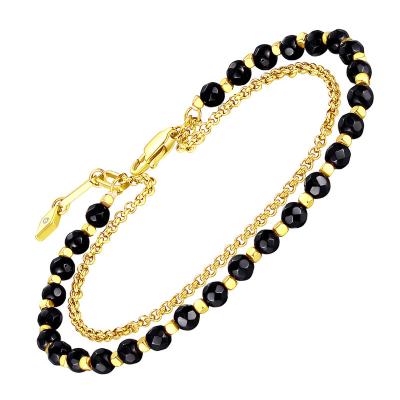 China TRENDY Black Onyx Agate New Product Double Strand Natural Stone Spiritual Bead Bracelet for sale