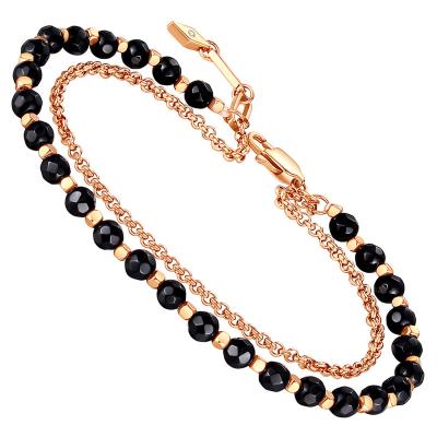 China FASHIONABLE Mala Stackable Bead Stones Double Layer 14k Gold Plated High Quality Bracelet for sale