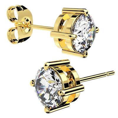 China Zircon Claw Set Ear Studs Wholesale Price Stud Stainless Steel Earring Rhinestone Earrings for sale