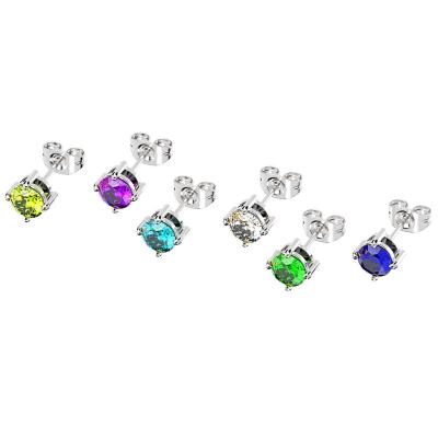 China Low Price Punk Birthstone 18k Gold Plated Stainless Steel Earring Studs for sale