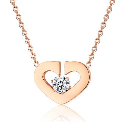 China 316L Personalized Romantic Stainless Steel Crystal Zircon Love Heart Pendant Necklace For Women for sale