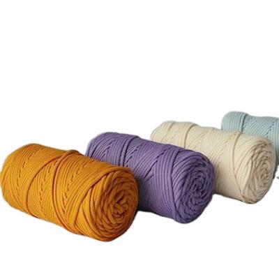 China Silky Soft Braided Yarn Cotton Macrame Rope Hollow Yarn Round Yarn Cord for sale