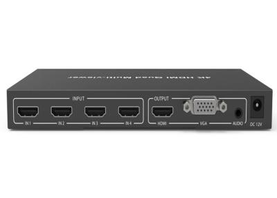 China Zwarte HDCP 1,4 de Vierling HDMI Multiviewer van 4K 4×1 met 4 input van x HDMI en 1 output van x HDMI Te koop