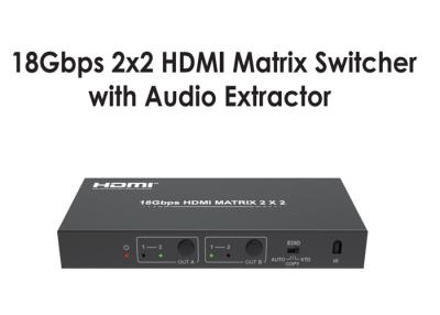 Κίνα Δακτυλογραφήστε Switcher μητρών 18Gbps 2x2 HDMI με τον ακουστικό εξολκέα προς πώληση