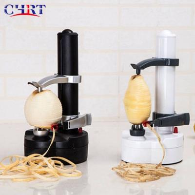 China High Quality Sustainable CHRT Spiral Peeler Cutter Electric Slicer Fruit Peeling Machine Battery Operated Automatic With Charger Eu Plug for sale