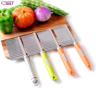 China CHRT Potato Viable French Fries Cutter Stainless Steel For Chip Easy Slicing Banana Chips Serrated Blade Fruits Potato Wave Knife Cleaver for sale