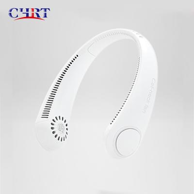 China CHRT Fashionable Handfree Design USB Rechargeable Portable Neck Fan Outdoor Cooling Leafless Hanging Neck Fan 2021 for sale