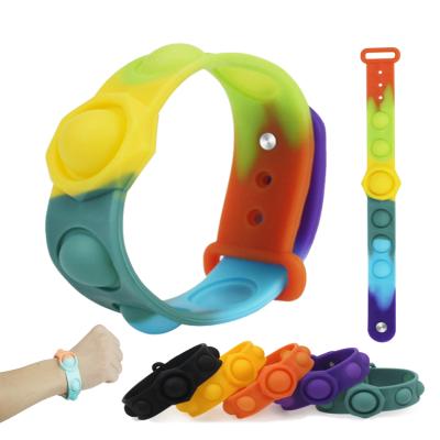 China Clear popping sund CHRT trigger bracelet colorful fidgety person toys silicone popit sensory bracelet finger press wearable push bubble fidgety person for sale