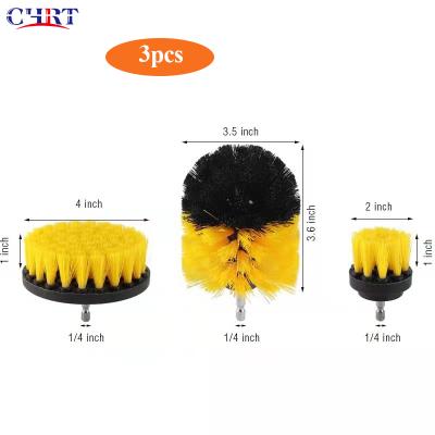 China CHRT Cleaning Kitchen Cleaning Electric Power Scrubber 3 Pieces Cleaning Brush Electric Drill for Car Wash and Cleaning Station Floor for sale