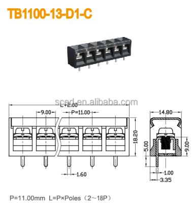 China PCB Pin Terminal 4 Position 300A 600V Barrier Terminal Block With 11 Cover China Supplier - A.W.G. 20 for sale