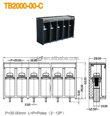 China PBT 600V/75A M6 Barrier Terminal Block With Cover Electrical Connectors Terminal for sale