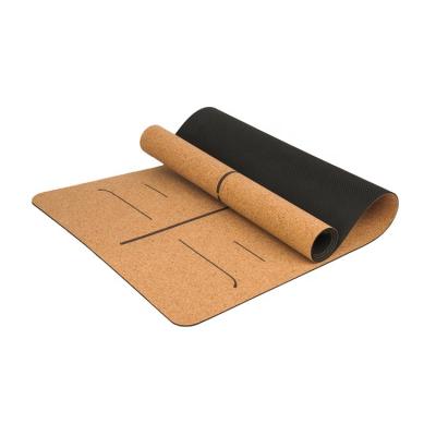 China High Density Wholesale Custom Printed Logo Round Tape Cork Eco Friendly Yoga Mat With Carry Strap for sale