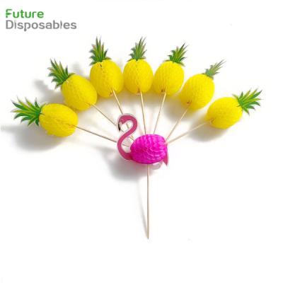 China Disposable Cocktail Picks 4.7 Inch Fruit Sticks Bamboo Toothpicks For Luau Hawaii Beach Party Supplies for sale