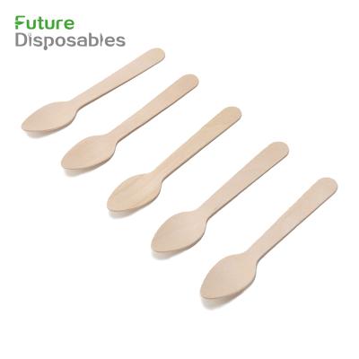 China Birch Sustainable Disposable Wooden Spoon Wooden Teaspoon for sale