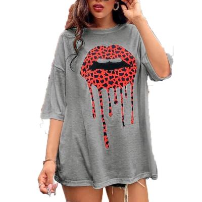 China Anti Wrinkle Anti Wrinkle Half Sleeve Around Neck Figure Drop Shoulder Tee Oversized Print For Women Summer Tank Top Casual 100% Cotton Long About 7 Days for sale