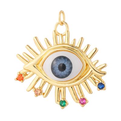 China 18k Gold Blue Eye Star Eyes Zircon Fashion Pendant Charms DIY Bracelet Necklace Earrings Star Accessory Copper Pendant TRENDY Charm for sale