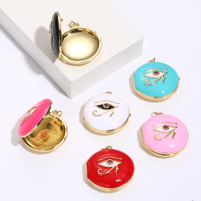 China TRENDY Photo Pendant Necklace Pendant Charm For Jewelry Making Supplies Evil Blue Eye Of Horus Charm Diy Earrings Real Gold Plated for sale