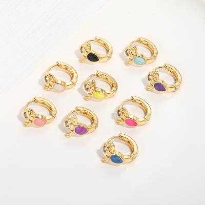 China FASHIONABLE Cute Deer Enamel Circle Earrings For Women Zircon Animals Gold Boho Earring Hot Sale New Fashion Geometric Round Korean Jewelry for sale