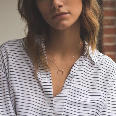 China Women's Casual/Sporty Minimalist Horn Necklace Stainless Steel Punk Jewelry Choker Pendant Necklace For Women for sale