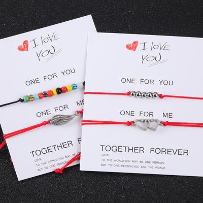 China Cute Mcllroy Red Rope Couples Bracelet Stainless Steel Fashion Lucky Bracelet Men And Women Simple Bracelet for sale