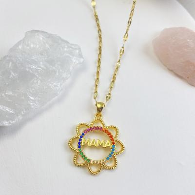 China MOM TRENDY Letter Heart Necklace for Women Mother Gift Family Gold Pendant Necklace 316L Long Wife's Collares for sale