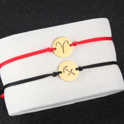 China Cute Fashion Zodiac Stainless Steel Lucky Rope Red Ladies Men Bracelet Stainless Steel Accessories Adjustable Bracelet for sale