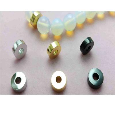 China Custom Stainless Steel Logo Beads For Jewelry Making Stainless Steel Hole Gold Black Beads Diy Bracelet Bead Wholesale Lots Bulk for sale